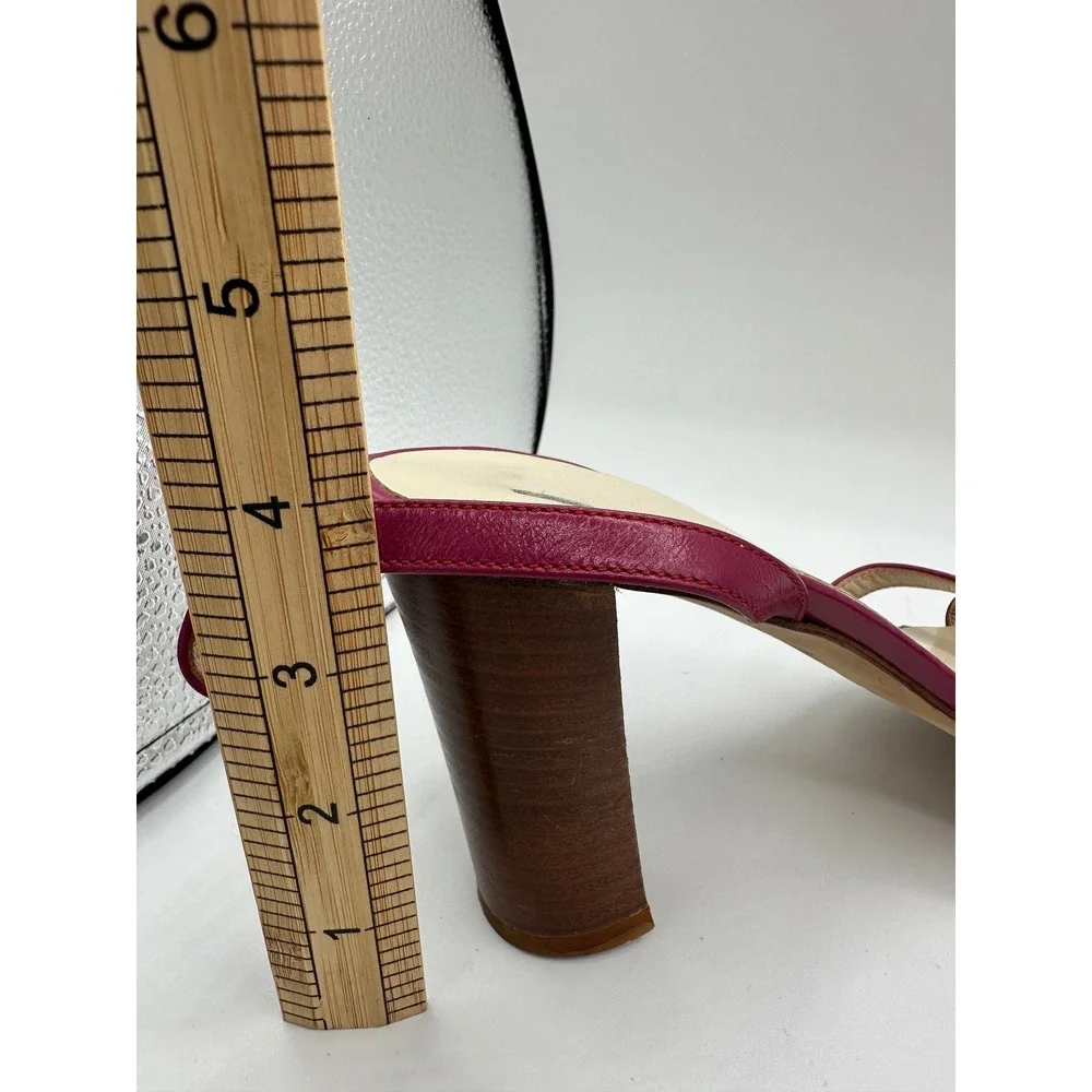 J‎ CrewChic Women's Magenta Leather Slingback Block Heel Sandals Size 7 Italy